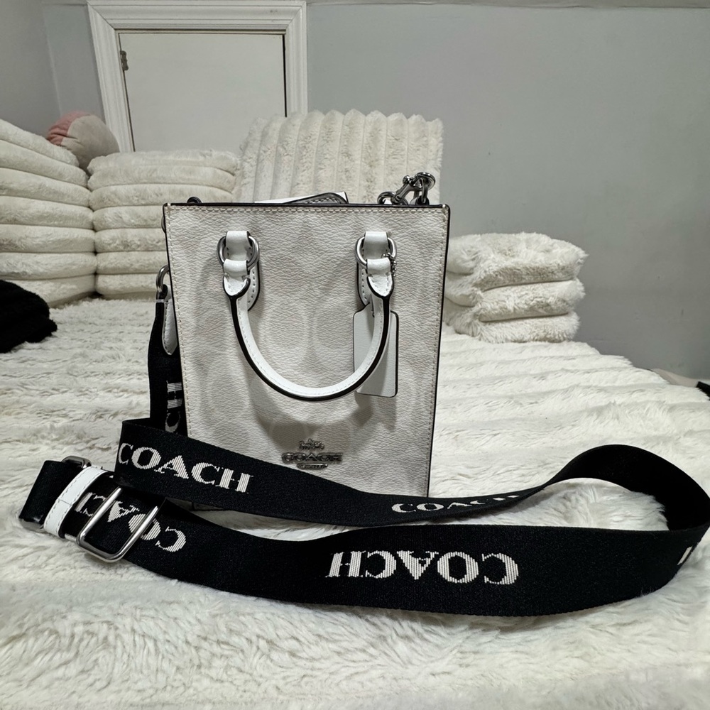 Coach White Crossbody Bag with Black Strap